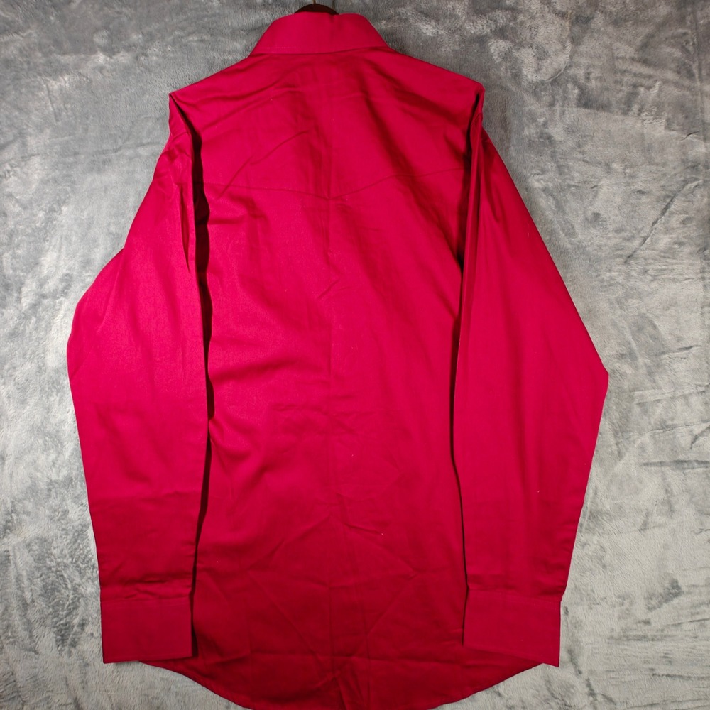 Wrangler Western Shirt Mens LT Red Long Sleeve Button Down Cotton Tall - Picture 11 of 11
